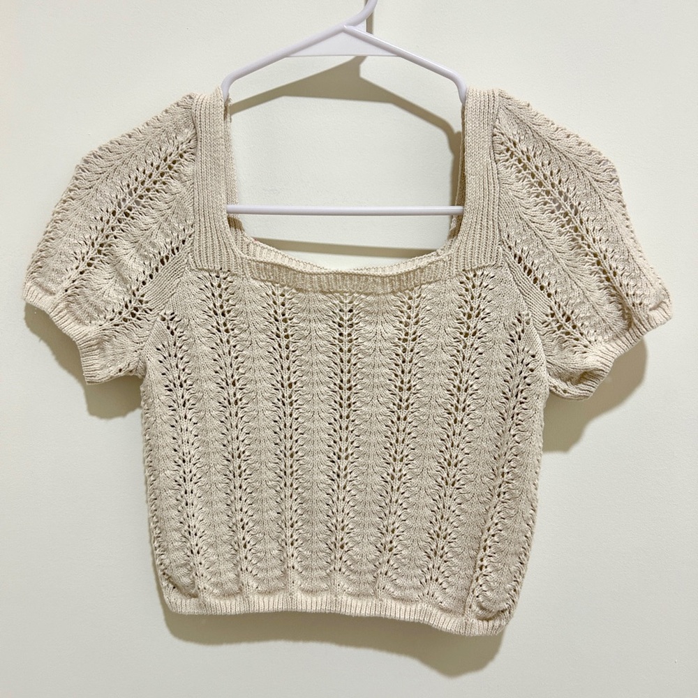 Cropped crochet Anthropologie top small
